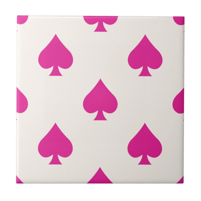 Ace of Spades Pattern Pink Retro Chic Fancy Tile (Front)
