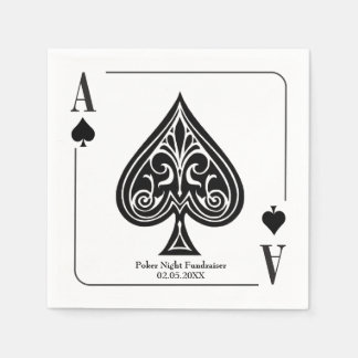 Ace of Spades Playing Card, Poker, Casino Night Napkin