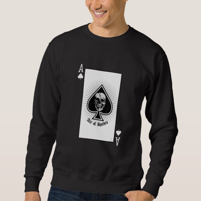 Ace Of Spades Playing Card With Skeleton Halloween Sweatshirt (Front)