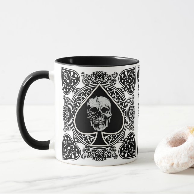 Ace Of Spades Skull Coffee Mug (With Donut)