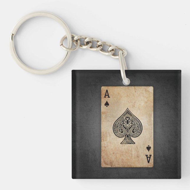 Ace of spades throw pillow key ring (Front)