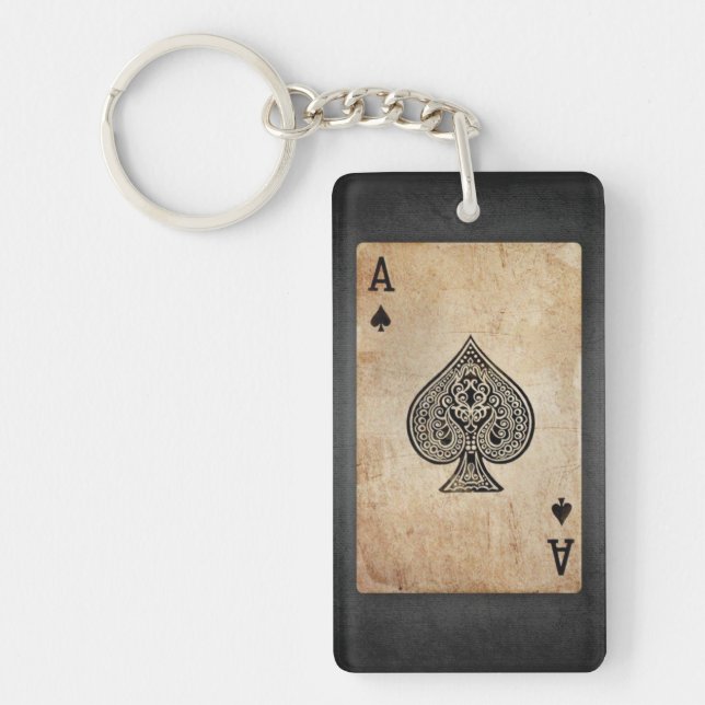 Ace of spades throw pillow key ring (Front)