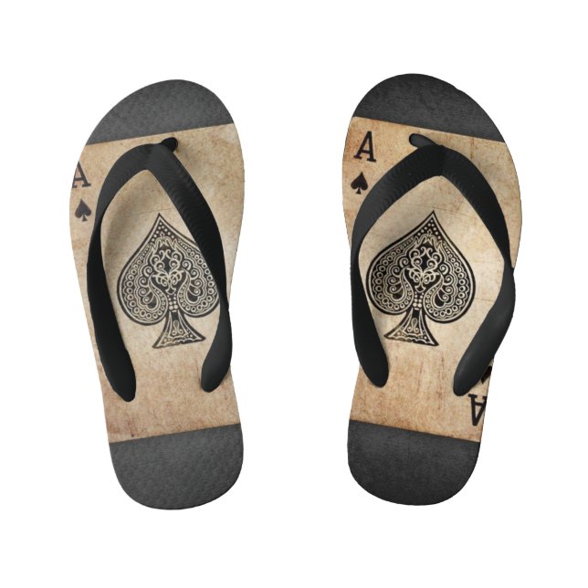 Ace of spades throw pillow kid's jandals (Footbed)