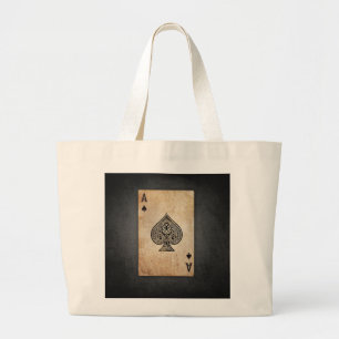 Ace of spades throw pillow large tote bag