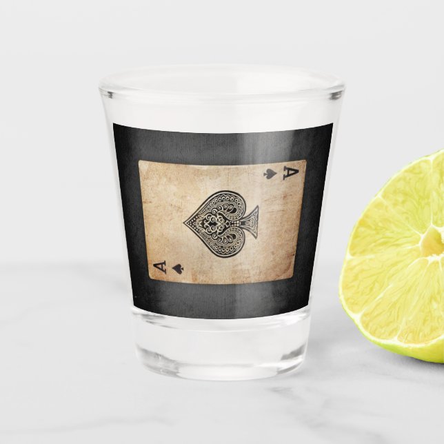 Ace of spades throw pillow shot glass (Front)