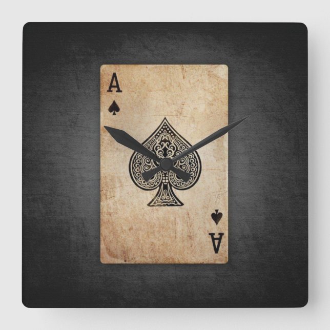 Ace of spades throw pillow square wall clock (Front)