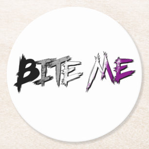 Ace Pride Bite Me Round Paper Coaster