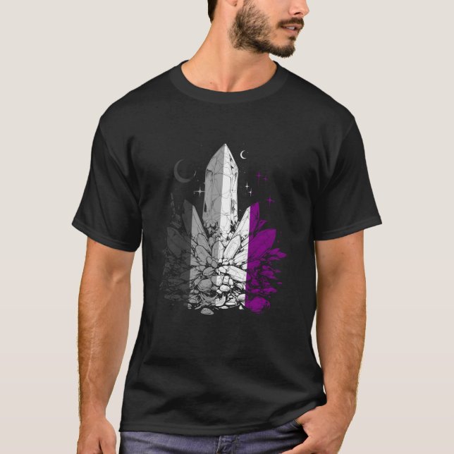 Ace pride crystal cluster with stars and moons T-Shirt (Front)