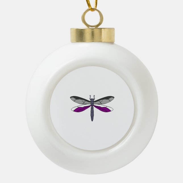 Ace Pride Dragonfly Ceramic Ball Christmas Ornament (Front)