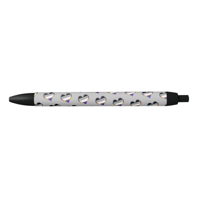 Ace Pride Heart Pattern Black Ink Pen (Front)