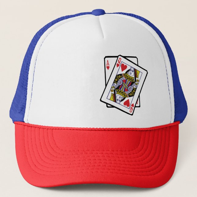 Ace & Queen of Hearts 21st Birthday   Trucker Hat (Front)