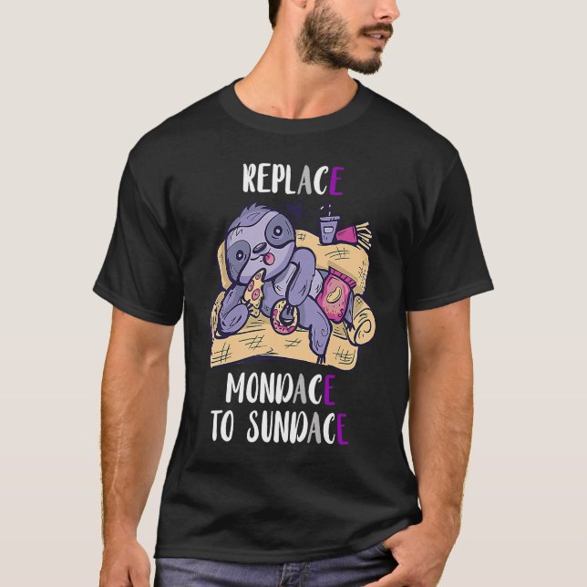 Ace Replace My Monday To Sunday Gothic Sloth Asexu T-Shirt (Front)