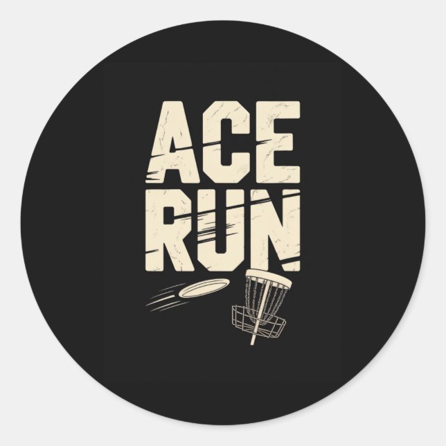 Ace Run Disc Golf Frisbee Sket Chains Retro  Classic Round Sticker (Front)