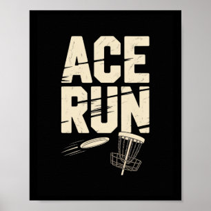 Ace Run Disc Golf Frisbee Sket Chains Retro  Poster