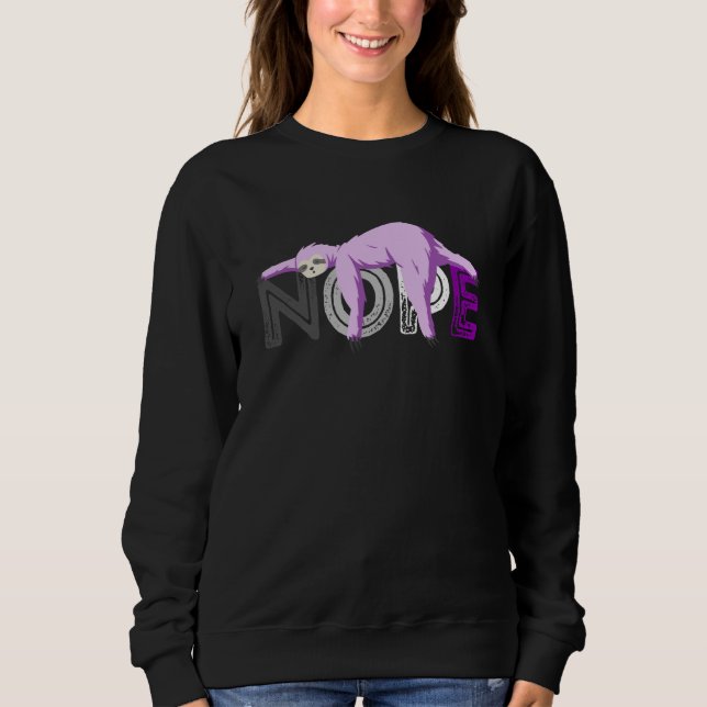 Ace Sloth Sleep Nope Asexual Flag LGBQA Asexuality Sweatshirt (Front)