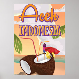Aceh Indonesia vintage travel poster