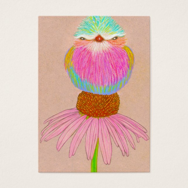 Aceo Art Card ~ Bird on Flower (Front)