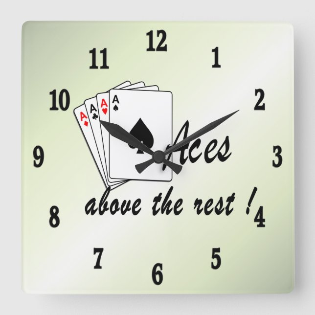 Aces Above the Rest Green Square Wall Clock (Front)