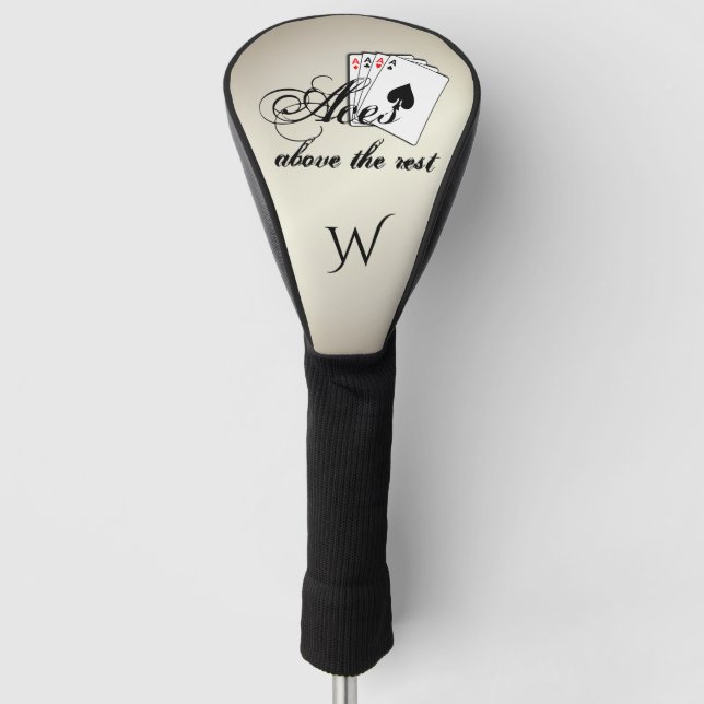 Aces Above the Rest Initial Gold Golf Head Cover (Front)