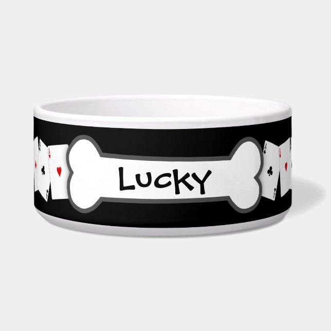 "Aces" Personalised Dog Bowl (Front)