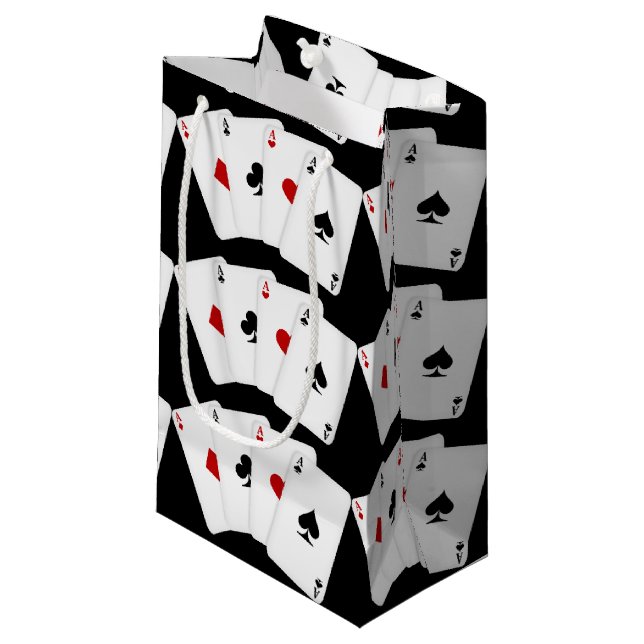 Aces Playing cards tiled gambling small gift bag (Front Angled)