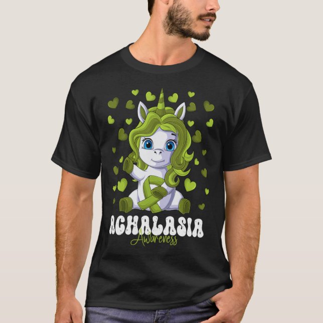 Achalasia Awareness Month Lime Green Ribbon Unicor T-Shirt (Front)