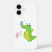 Acheerful crocodile enjoying a songbird's melody i