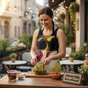 Achempong Designer Apron: Opulent Swirl Crimson Go Apron