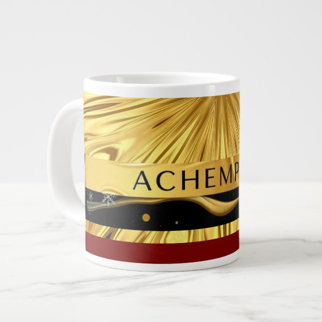 Achempong Designer Drinkware: Crimson & Gold Opule Large Coffee Mug (Front Left)