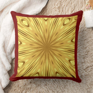 Achempong Designer Pillow: Crimson & Gold Opulent Cushion