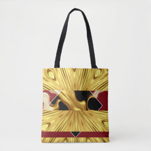 Achempong Designer Tote: Crimson & Gold Opulent Sw Tote Bag