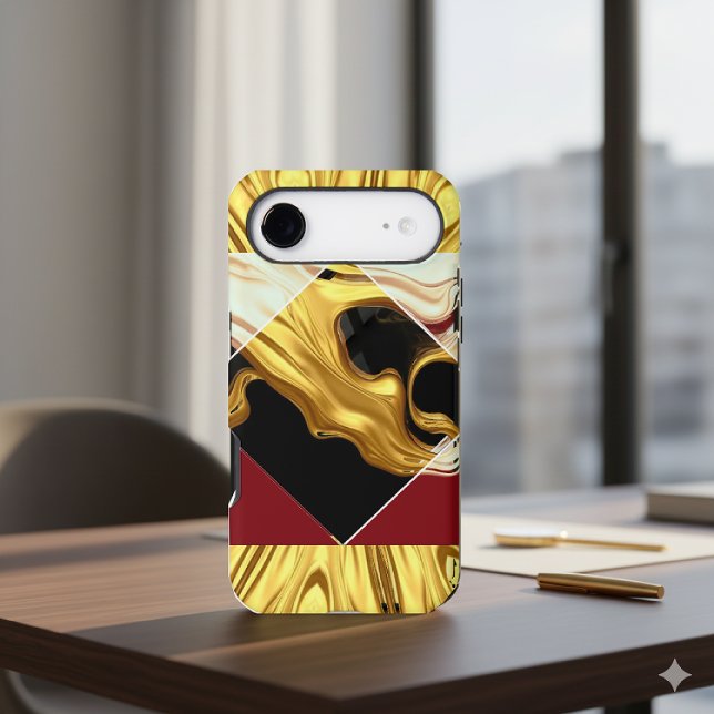 Achempong Designer Tough Case: Crimson & Gold Opul (Opulence meets durability. ✨ Crimson & Gold tough case for your iPhone 17Air. Golden Living tech sty)