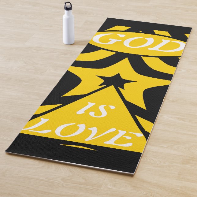 Achempong God Is Love Star Cyber Yellow & Black  Yoga Mat (In Situ)