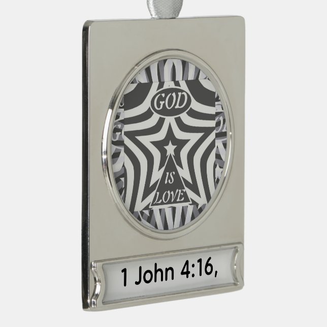 Achempong God Is Love Star Monochrome Faith Home Silver Plated Banner Ornament (Right)