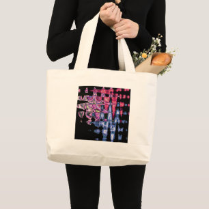 Achempong Modern Synthwave: Pink Blue Abstract  Large Tote Bag
