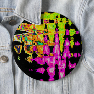 Achempong Neon Crimson: Abstract Glitch Art 6 Cm Round Badge