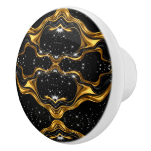 Achempong Opulent Gold Black Monochrome Designer O Ceramic Knob