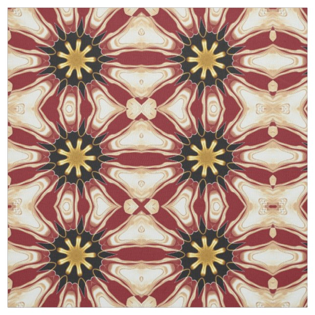 Achempong: Starburst | Deep Crimson & Gold Luxury  Fabric (Swatch)