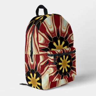 Achempong: Starburst    Deep Crimson & Gold Luxury Printed Backpack