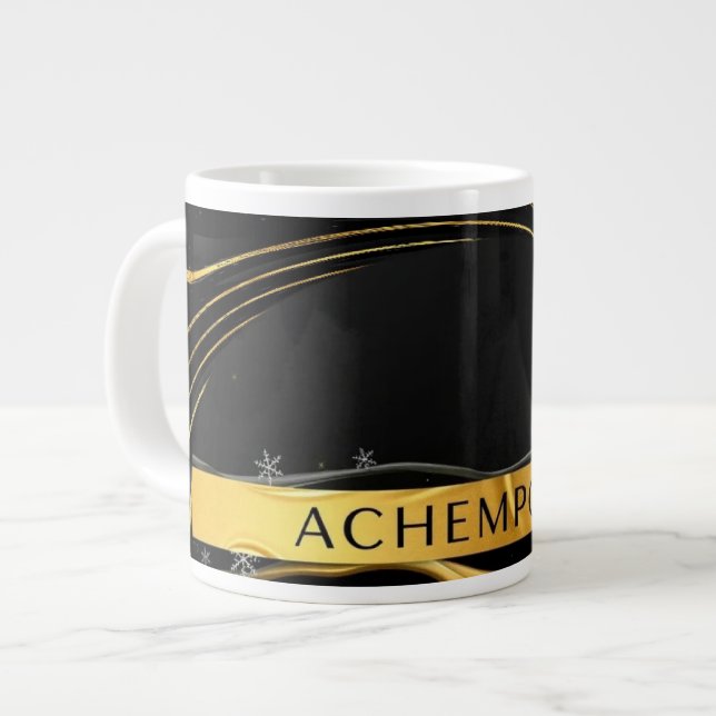 Achempong: The Auric Cascade | Opulent Liquid Gold Large Coffee Mug (Front Left)