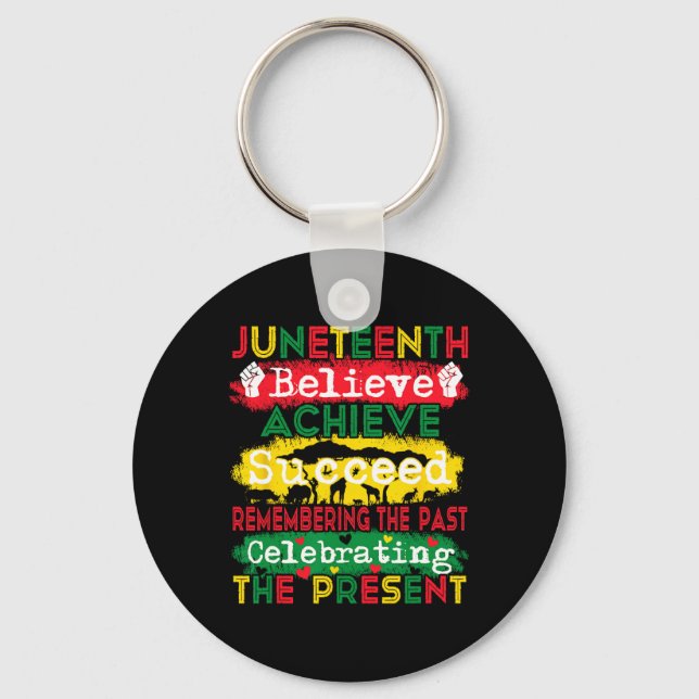 Achieve Believe Succeed Remembering Celebrating Ju Key Ring (Front)