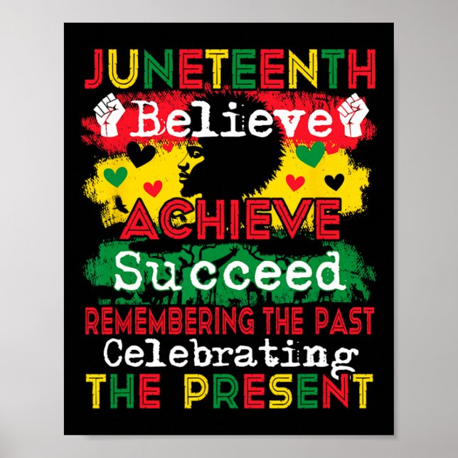 Achieve Believe Succeed Remembering Proud Juneteen Poster (Front)