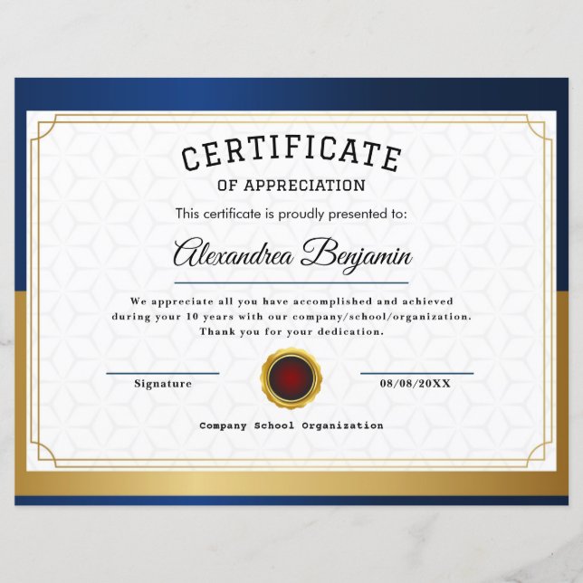 Achievement Appreciate Certificate (Front)