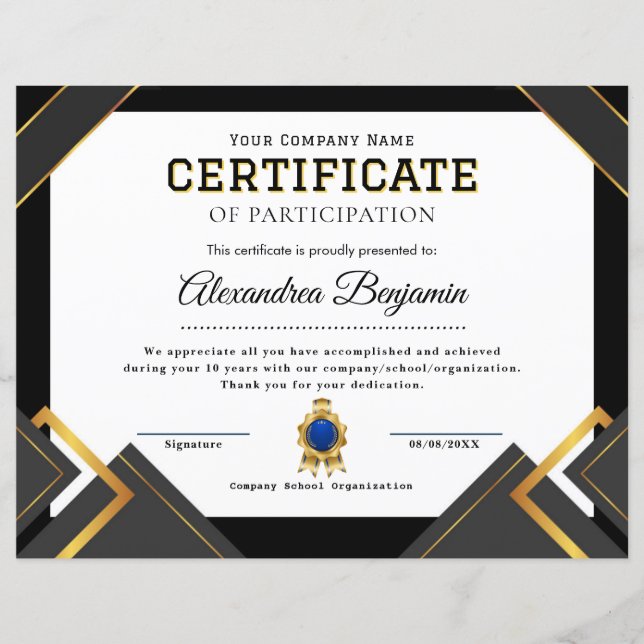 Achievement Appreciate Certificate (Front)