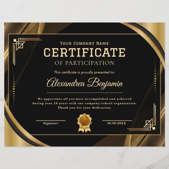 Achievement Appreciate Certificate (Front)