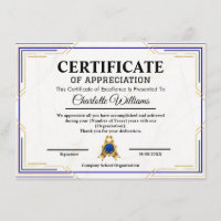 Achievement Appreciation Gold Certificate Poster