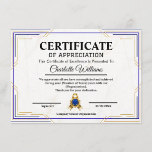 Achievement Appreciation Gold Certificate Poster