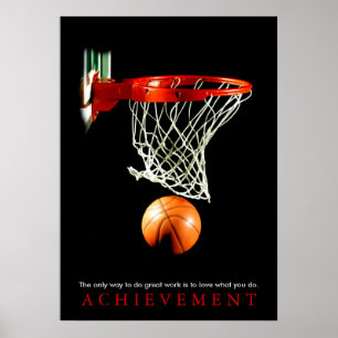 Achievement Quote Motivational Basketball Poster