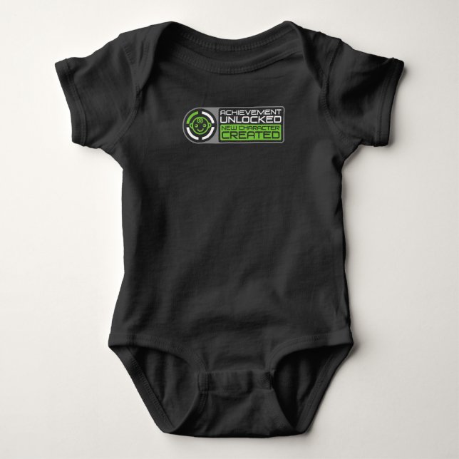 Achievement Unlocked Funny Gamer Dad Pregnancy Man Baby Bodysuit (Front)