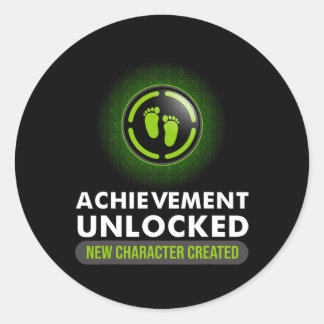 Achievement Unlocked Gift Couples Video Game Pregn Classic Round Sticker
